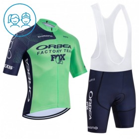Completo Maglia + Pantaloncino con bretelle 2026 Orbea Factory Manica Corta Verde Bambini