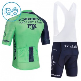 Completo Maglia + Pantaloncino con bretelle 2026 Orbea Factory Manica Corta Verde Bambini