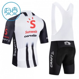 Completo Maglia + Pantaloncino con bretelle 2026 Sunweb Manica Corta Bianco Bambini