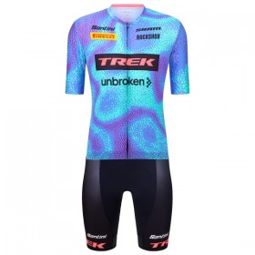 Completo Maglia + Pantaloncino con bretelle 2026 Trek Factory Racing Manica Corta Blu