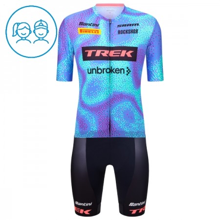 Completo Maglia + Pantaloncino con bretelle 2026 Trek Factory Racing Manica Corta Blu Bambini