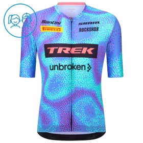 Completo Maglia + Pantaloncino con bretelle 2026 Trek Factory Racing Manica Corta Blu Bambini