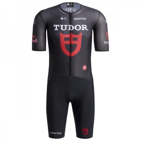 Completo Maglia + Pantaloncino con bretelle 2026 Tudor Pro Cycling Team Manica Corta Nero Completo Maglia + Pantaloncino con bretelle 2026 Tudor Pro Cycling Team Manica Corta Nero
