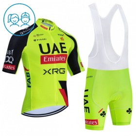 Completo Maglia + Pantaloncino con bretelle 2026 UAE TEAM EMIRATES XRG Manica Corta Giallo Bambini