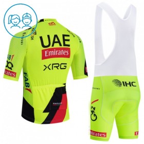 Completo Maglia + Pantaloncino con bretelle 2026 UAE TEAM EMIRATES XRG Manica Corta Giallo Bambini