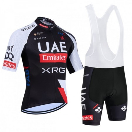 Completo Maglia + Pantaloncino con bretelle 2026 UAE TEAM EMIRATES XRG Manica Corta Nero
