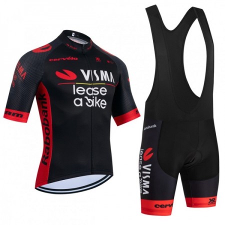 Completo Maglia + Pantaloncino con bretelle 2026 Visma Lease A Bike Manica Corta Nero Completo Maglia + Pantaloncino con bretelle 2026 Visma Lease A Bike Manica Corta Nero