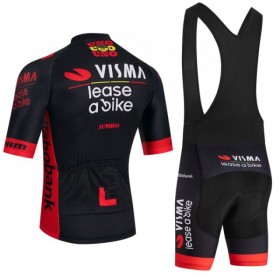 Completo Maglia + Pantaloncino con bretelle 2026 Visma Lease A Bike Manica Corta Nero