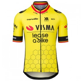 Maglia 2025 Visma Lease A Bike Campione Del Belgio Manica Corta Giallo