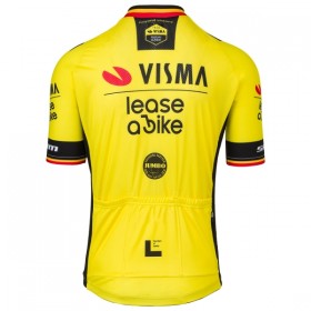 Maglia 2025 Visma Lease A Bike Campione Del Belgio Manica Corta Giallo