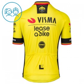Maglia 2025 Visma Lease A Bike Campione Del Belgio Manica Corta Giallo Bambini