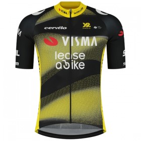 Maglia 2025 Visma Lease A Bike Manica Corta Nero