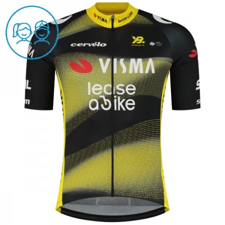 Maglia 2025 Visma Lease A Bike Manica Corta Nero Bambini Maglia 2025 Visma Lease A Bike Manica Corta Nero Bambini
