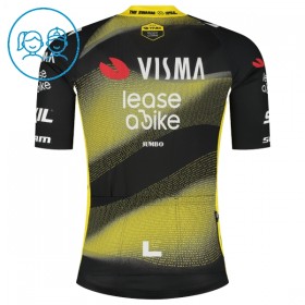 Maglia 2025 Visma Lease A Bike Manica Corta Nero Bambini