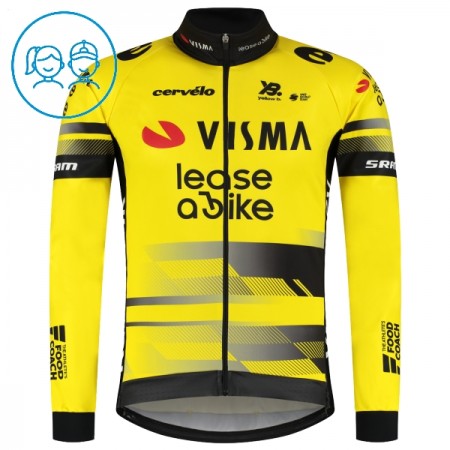 Maglia 2025 Visma Lease A Bike Manica Lunga Giallo Bambini