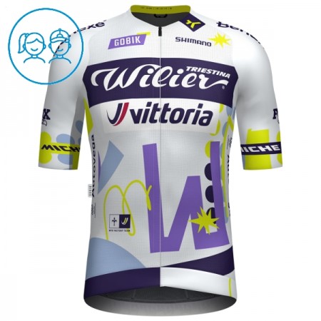 Maglia 2025 Wilier Vittoria MTB Factory Team Manica Corta Bianco Bambini Maglia 2025 Wilier Vittoria MTB Factory Team Manica Corta Bianco Bambini