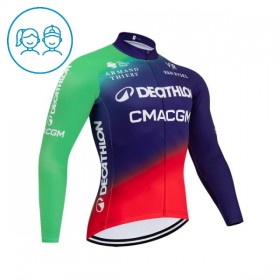 Maglia 2026 Decathlon CMA CGM Manica Lunga Blu Bambini