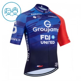 Maglia 2026 Groupama FDJ Manica Corta Blu Bambini