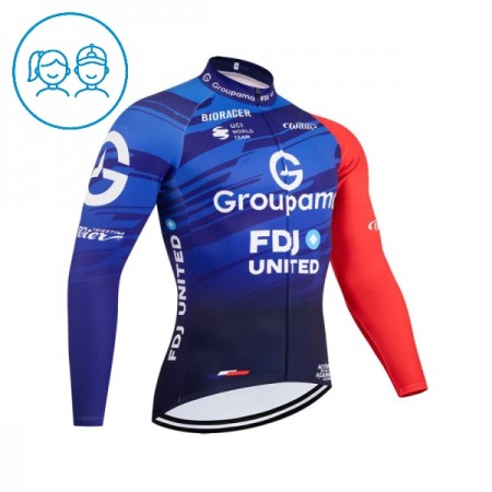 Maglia 2026 Groupama FDJ Manica Lunga Blu Bambini