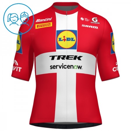 Maglia 2026 Lidl-Trek Danish Champion Manica Corta Rosso Bambini Maglia 2026 Lidl-Trek Danish Champion Manica Corta Rosso Bambini