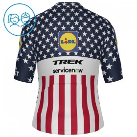 Maglia 2026 Lidl-Trek US-American Champion Manica Corta Blu Bambini