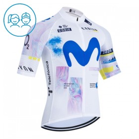 Maglia 2026 Movistar Team Manica Corta Bianco Bambini