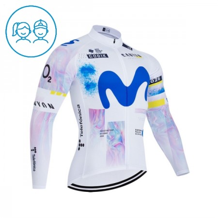 Maglia 2026 Movistar Team Manica Lunga Bianco Bambini