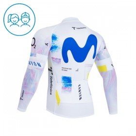 Maglia 2026 Movistar Team Manica Lunga Bianco Bambini
