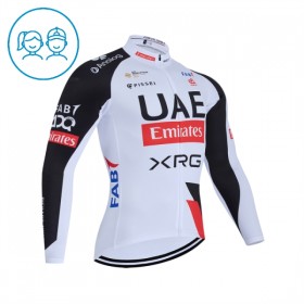 Maglia 2026 UAE TEAM EMIRATES XRG Manica Lunga Bianco Bambini