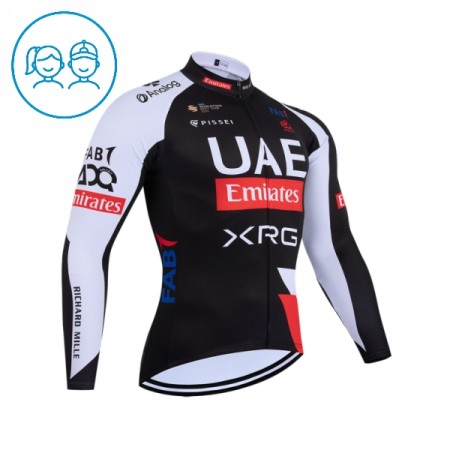Maglia 2026 UAE TEAM EMIRATES XRG Manica Lunga Nero Bambini