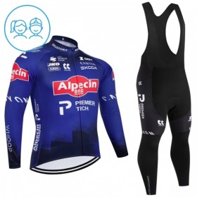 Completo Maglia ML + Pantaloncino con bretelle ML 2026 Alpecin Premier Tech Blu Bambini
