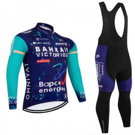 Completo Maglia ML + Pantaloncino con bretelle ML 2026 Bahrain Victorious Blu