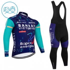 Completo Maglia ML + Pantaloncino con bretelle ML 2026 Bahrain Victorious Blu Bambini