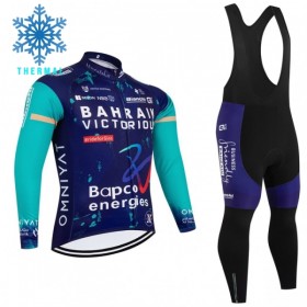 Completo Maglia ML + Pantaloncino con bretelle ML 2026 Bahrain Victorious Winter Invernale Blu