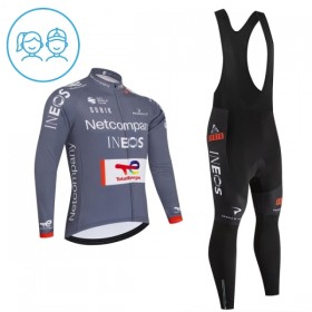 Completo Maglia ML + Pantaloncino con bretelle ML 2026 Netcompany Ineos Gray Bambini
