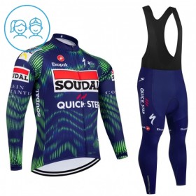 Completo Maglia ML + Pantaloncino con bretelle ML 2026 Soudal Quick Step Blu Bambini