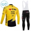Completo Maglia ML + Pantaloncino con bretelle ML 2026 Visma Lease A Bike Giallo Bambini