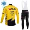 Completo Maglia ML + Pantaloncino con bretelle ML 2026 Visma Lease A Bike Winter Invernale Giallo