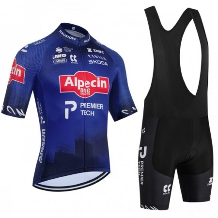 Completo Maglia + Pantaloncino con bretelle 2026 Alpecin Premier Tech Manica Corta Blu