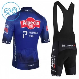 Completo Maglia + Pantaloncino con bretelle 2026 Alpecin Premier Tech Manica Corta Blu Bambini