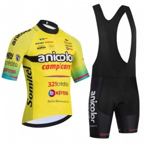 Completo Maglia + Pantaloncino con bretelle 2026 Anicolor Campicarn Manica Corta Giallo