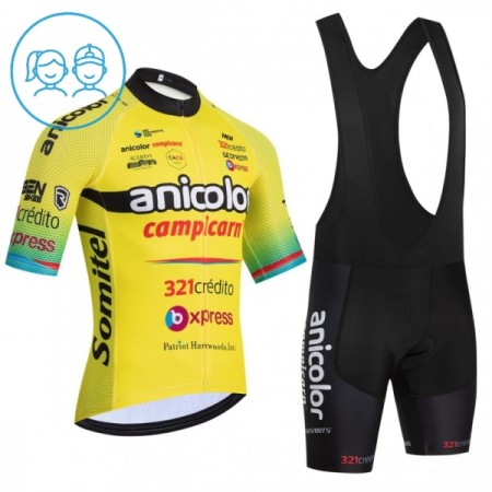 Completo Maglia + Pantaloncino con bretelle 2026 Anicolor Campicarn Manica Corta Giallo Bambini Completo Maglia + Pantaloncino con bretelle 2026 Anicolor Campicarn Manica Corta Giallo Bambini