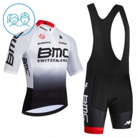 Completo Maglia + Pantaloncino con bretelle 2026 BMC Switzerland Manica Corta Bianco Bambini
