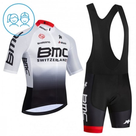 Completo Maglia + Pantaloncino con bretelle 2026 BMC Switzerland Manica Corta Bianco Bambini Completo Maglia + Pantaloncino con bretelle 2026 BMC Switzerland Manica Corta Bianco Bambini