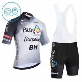 Completo Maglia + Pantaloncino con bretelle 2026 Burgos Burpellet BH Manica Corta Bianco Bambini