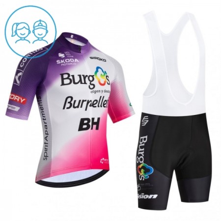 Completo Maglia + Pantaloncino con bretelle 2026 Burgos Burpellet BH Manica Corta Rosso Bambini Completo Maglia + Pantaloncino con bretelle 2026 Burgos Burpellet BH Manica Corta Rosso Bambini
