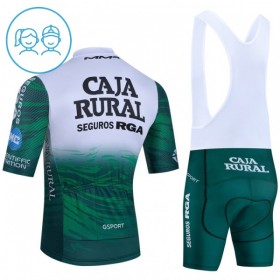 Completo Maglia + Pantaloncino con bretelle 2026 Caja Rural Seguros RGA Manica Corta Verde Bambini