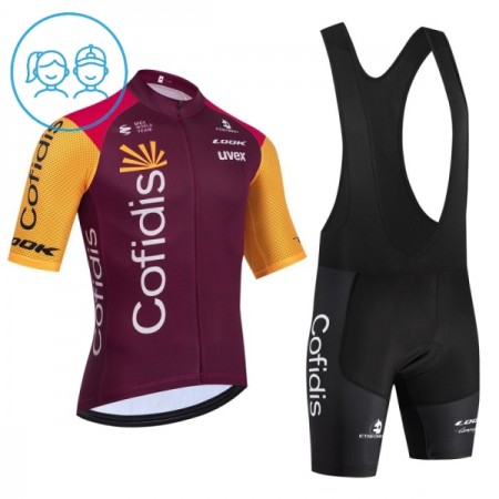 Completo Maglia + Pantaloncino con bretelle 2026 Cofidis Manica Corta Rosso Bambini
