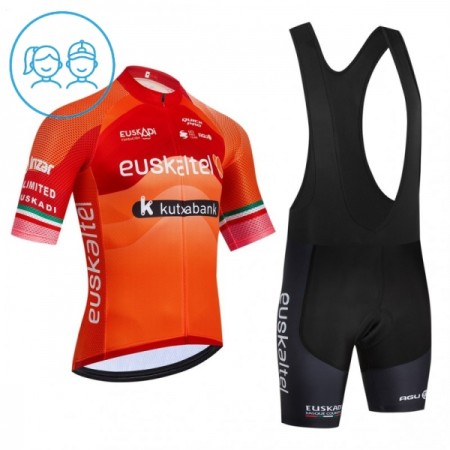 Completo Maglia + Pantaloncino con bretelle 2026 Euskaltel Euskadi Manica Corta Arancia Bambini Completo Maglia + Pantaloncino con bretelle 2026 Euskaltel Euskadi Manica Corta Arancia Bambini