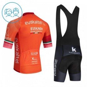 Completo Maglia + Pantaloncino con bretelle 2026 Euskaltel Euskadi Manica Corta Arancia Bambini